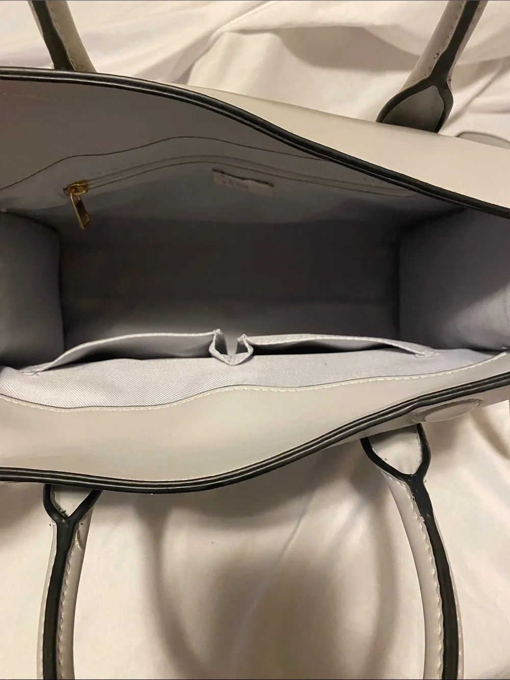 Classic Structured Satchel Bag in Light Gray